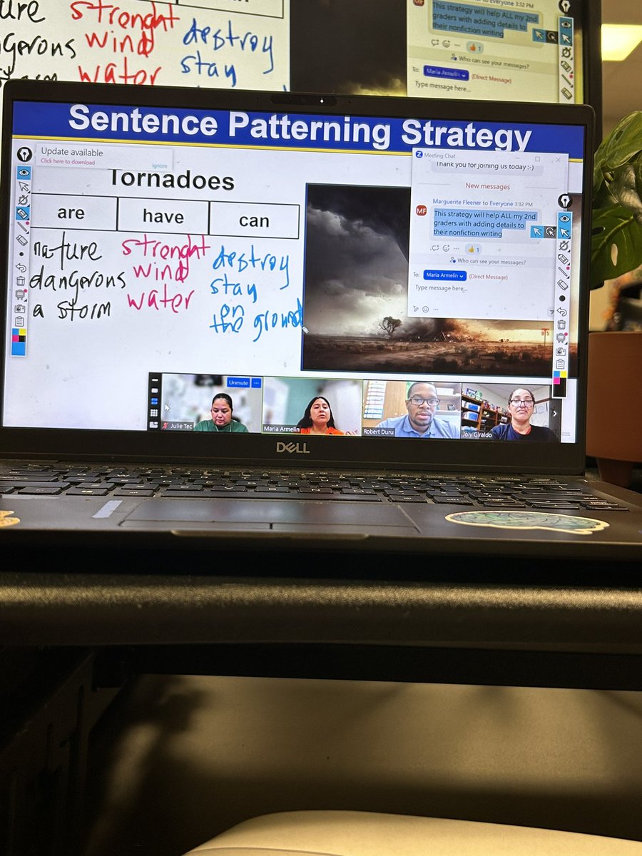 We take advantage of every moment for learning! Today, our department offered a think tank via zoom on a strategy called, Sentence patterning strategy @SBISDML @YosetAltamirano @MariaSolGomez76 @fernandoESL