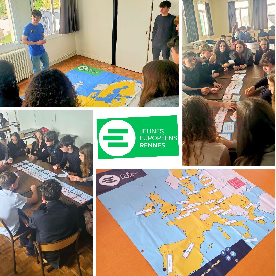 JE_Rennes's tweet photo. 🟢RETOUR EN IMAGES🟢

Nous sommes intervenus dans des établissements scolaires dans le cadre des #erasmusdays pour sensibiliser les élèves sur la mobilités européennes et sur les principaux symboles de l’UE.

Merci 💚
@mouvementeuropeen 
@jeuneseuropeens 
#erasmus https://t.co/O2d7TaL1jV