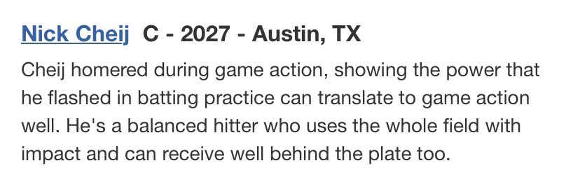 Nick_Cheij99's tweet photo. I’m so blessed and grateful to be named to this showcases top prospect list. Thank you @PGShowcases for this opportunity and I’m excited for more to come. https://t.co/l02sG2MVAn
