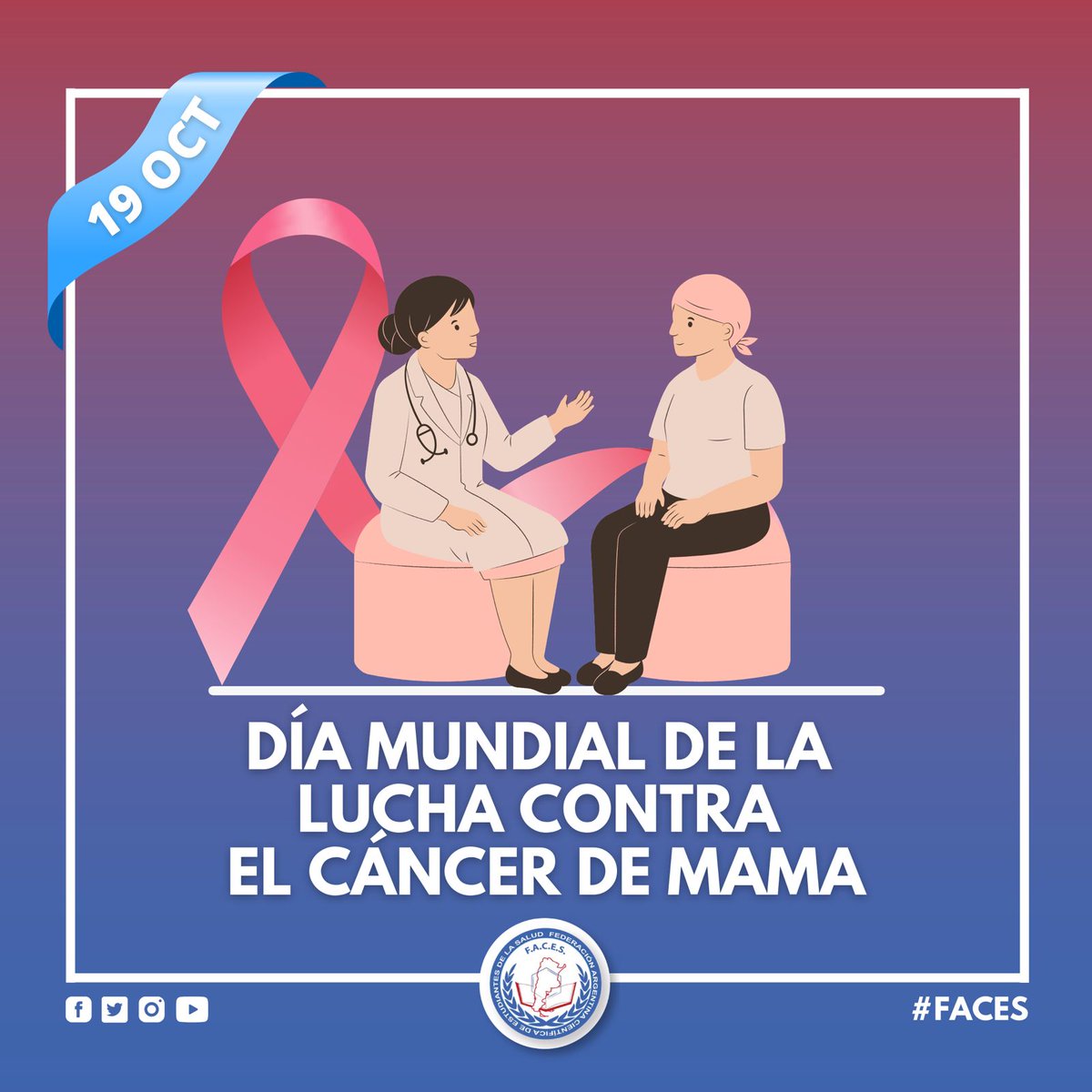FACESVIRTUAL's tweet photo. 🌐| HOY 19 DE OCTUBRE 

"DIA MUNDIAL DE LA LUCHA CONTRA EL CÁNCER DE MAMA”.

➡️ | Edicion: @socemca 

Lee la info aquí https://t.co/spIZlEJkYV

#CancerDeMama https://t.co/BKy8JigPLS