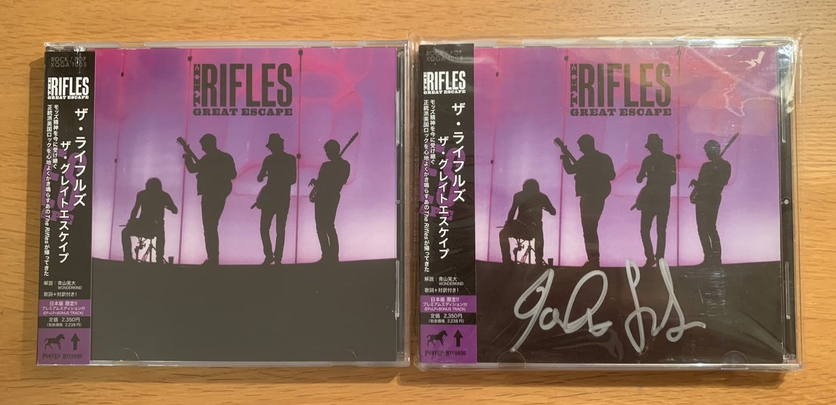 BluebirdPete's tweet photo. @theriflesband I’ll raise you, Luke!

How about two rare Japanese copies of Great Escape - 1 sealed &amp; 1 signed (by you &amp; Joel)!!

Plus, as a cheeky Japanese  bonus pack - singles: Local Boy, Standards &amp; Repeated Offender… + LP, No Love Lost… again all signed and unplayed! 👀 💿 😉

💥 https://t.co/RhuAIoKLzJ