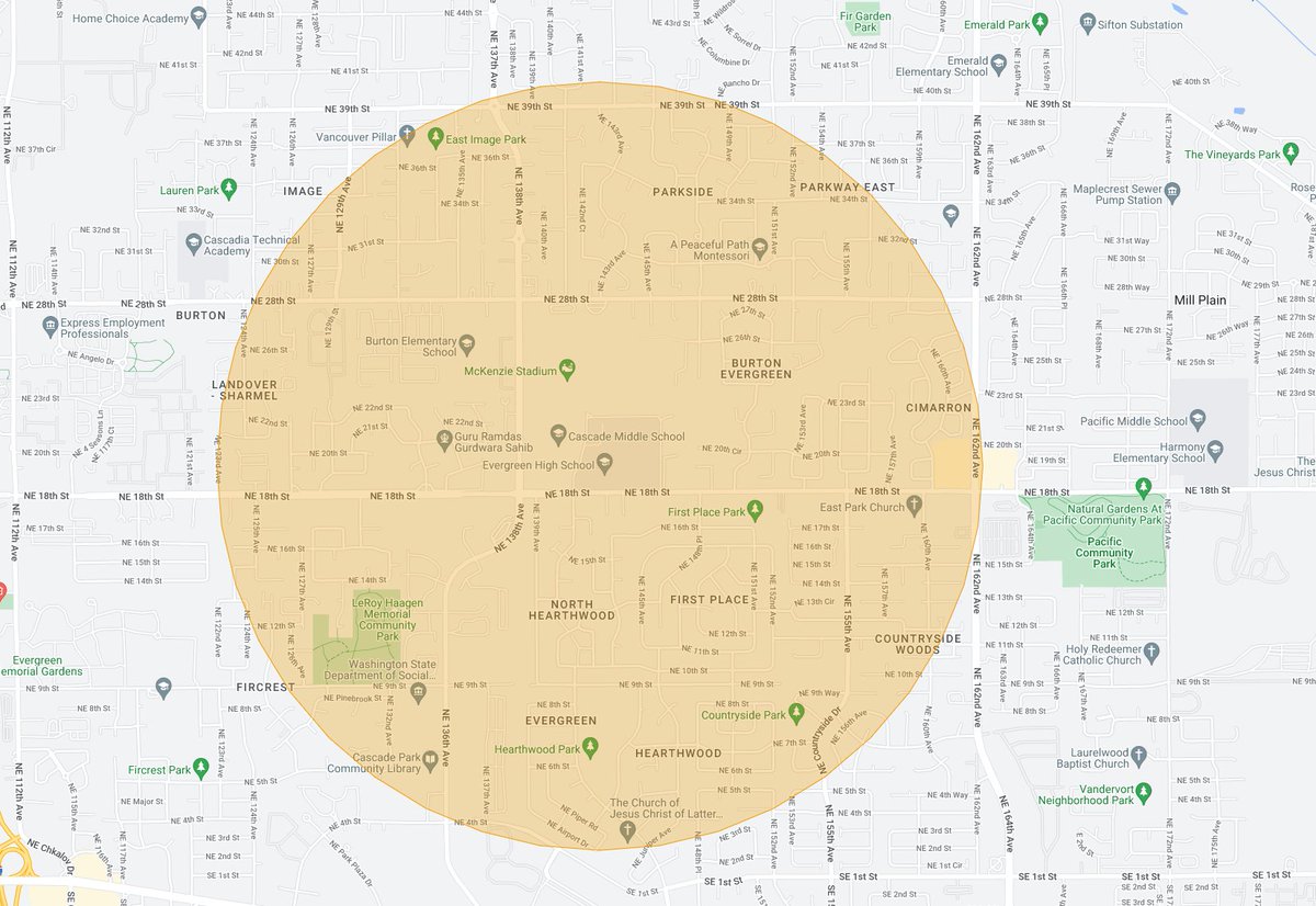 A Public Alert to shelter in place due to ongoing police activity was just sent to over 4000 contacts within a 1 mile radius of Evergreen High School. Please do not call 911 unless you have an actual emergency. #vanwa