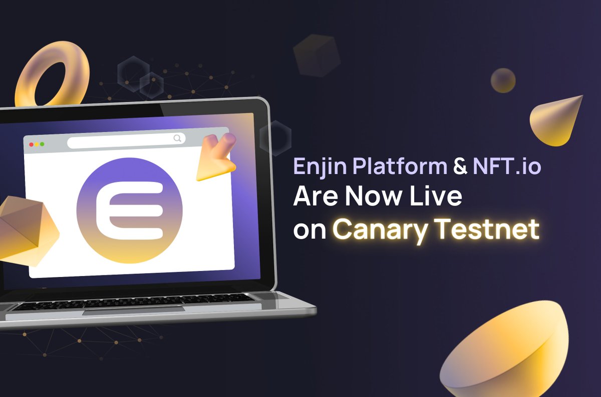 enjin's tweet image. The Enjin Platform and NFT.io are now officially live on the Canary test network! 🌐💜
                                              
That means, you now have everything you need to start building with Enjin!

Read the Announcement: enj.in/testnet-live

What…