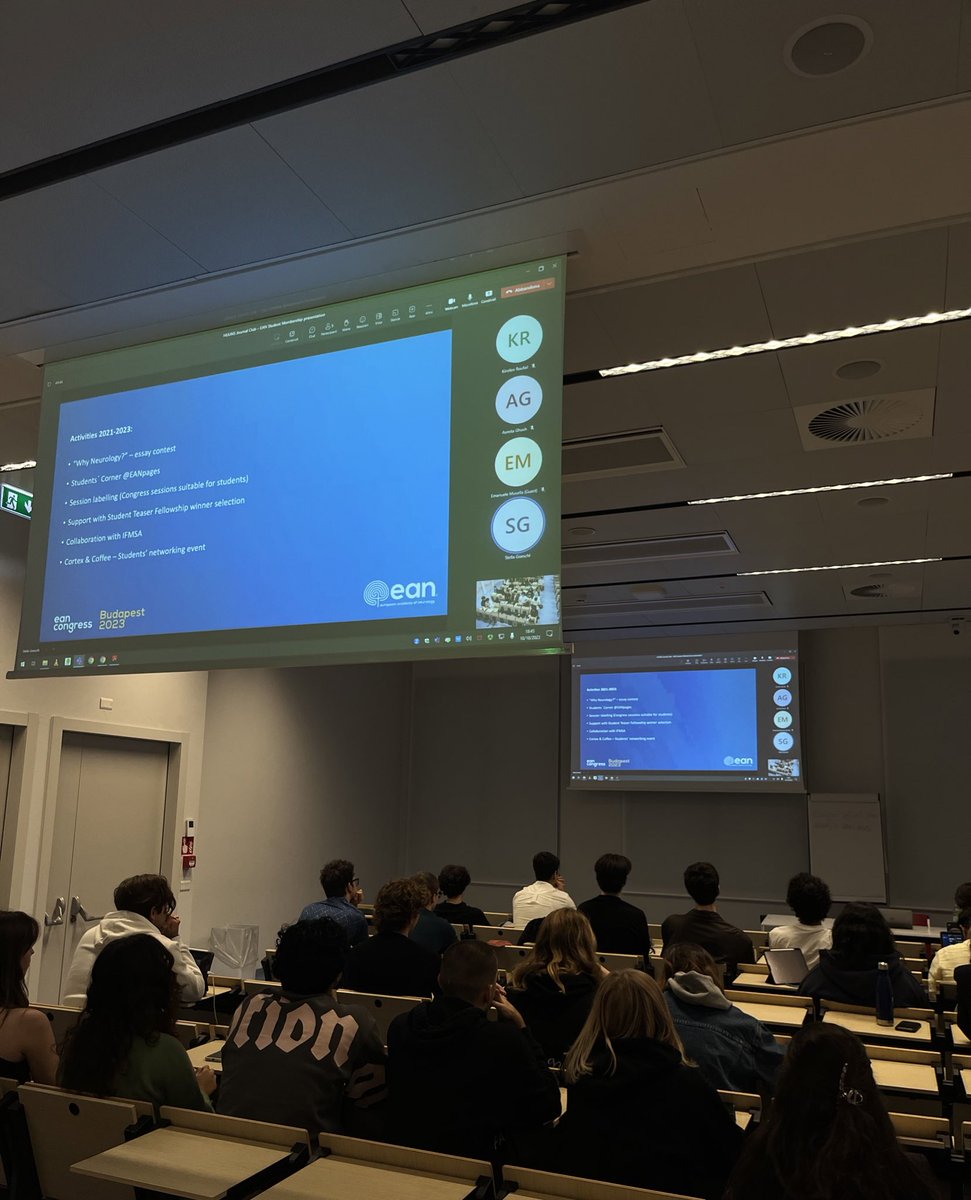 Alice Jelmoni (@jelmonialice) on Twitter photo <a href="/stellagoeschl/">Stella Goeschl</a> presenting EAN’s Student Membership at our <a href="/HUNeuroSociety/">HU Undergraduate Neurological Society</a>
Inspiring aspiring neurologists…
<a href="/EANeurology/">European Academy of Neurology</a> <a href="/stellagoeschl/">Stella Goeschl</a> presenting EAN’s Student Membership at our <a href="/HUNeuroSociety/">HU Undergraduate Neurological Society</a>
Inspiring aspiring neurologists…
<a href="/EANeurology/">European Academy of Neurology</a>