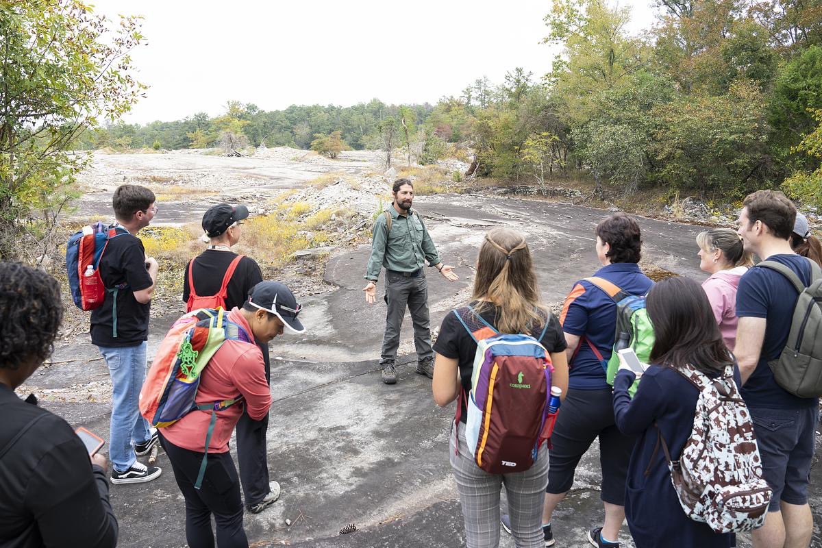 The Arabia Alliance had the pleasure of hosting a visit from TED fellows in town for TEDWomen 2023! With the help of Davidson-Arabia Mountain Nature Preserve rangers and GirlTrek volunteers, the Alliance led group hikes on routes of varying difficulty. (1/2)