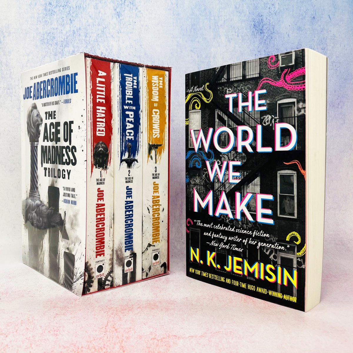 You can find the paperback of THE WORLD WE MAKE by N.K. Jemisin and the boxset of The Age of Madness trilogy by @LordGrimdark on bookstore shelves next week!