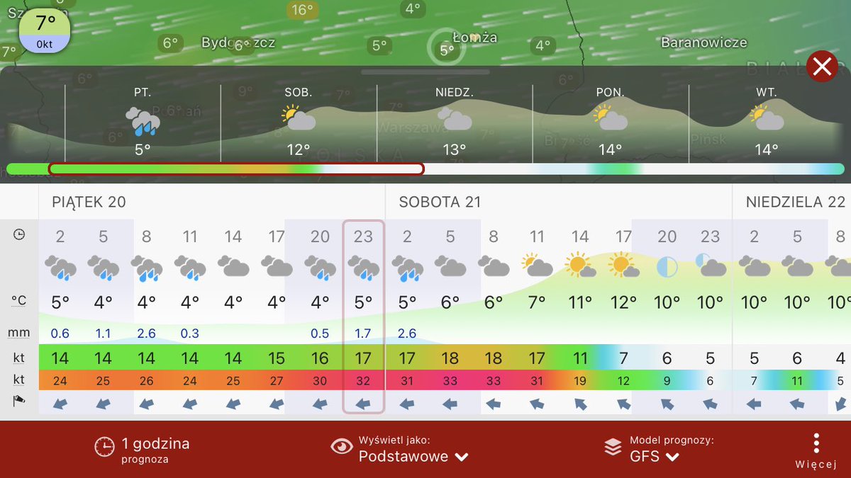 MeteoinfoLMOSPL's tweet photo. Prognoza pogody wg.modeli #ECMWF #GFS #ICON dla #Ostrołęka na 2️⃣0️⃣.1️⃣0️⃣.2️⃣0️⃣2️⃣3️⃣ #Windycom https://t.co/3qk20XHDlx