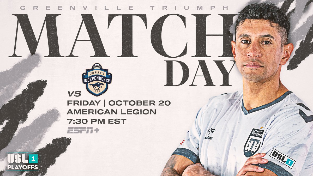 GVLTriumph's tweet photo. It's playoff match day in the Queen City!
Tune in at 7:30 PM on ESPN+ as we begin our playoff campaign against the @Independence!
#ForThe864 #TogetherWeTriumph https://t.co/oKLLxM9isn