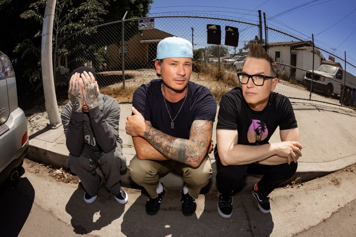 RollingStone's tweet photo. The pop-punk trio, Blink-182, is back. 

Here's our review of 'One More Time' which is full of catchy songs and real-life issues. ⬇️
https://t.co/aGlMNXFdFK https://t.co/4GV4bhjkPM
