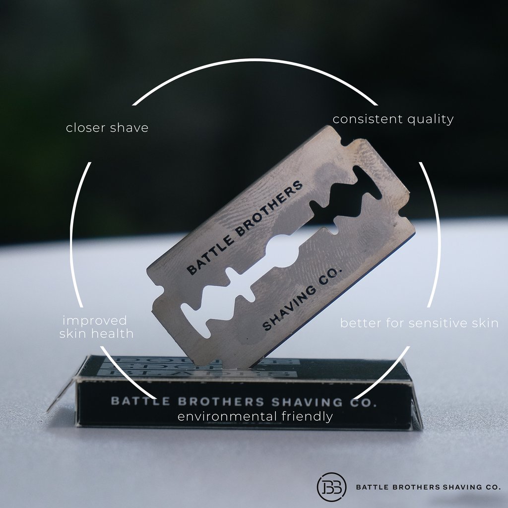 BBshaving's tweet photo. The 100 High-Performance Stainless Steel Razor Blades are a game-changer for any man's shaving routine. Developed by Battle Brothers, these blades are designed to provide a precise and smooth shave!

#battlebrothershaving  #grooming #skincare  #madeinusa #selfcare #selfcareformen https://t.co/iI2obyXhP6