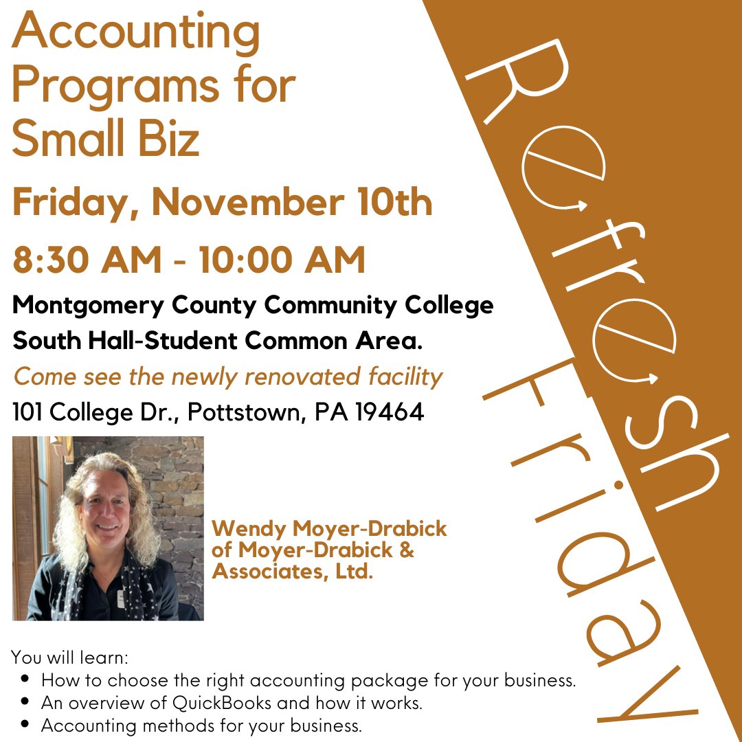 TcaccTri's tweet photo. Join us for a Refresh Friday session on computerizing your accounting methods, featuring Wendy Moyer-Drabick of Moyer-Drabick &amp; Associates. https://t.co/d5MIcGON9v #tcaccbettertogether #refreshfriday #tcacc https://t.co/jirTHtENEj