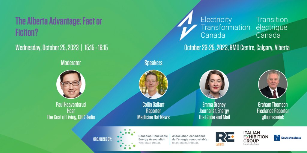 RenewablesAssoc's tweet photo. Coming to #ETC2023? Check out “The Alberta Advantage: Fact or Fiction” (Oct 25, 3:15 p.m.) as journalists dissect Alberta’s current moratorium. Register now! https://t.co/pYSYlqdsy1 https://t.co/MZhizEQyxM