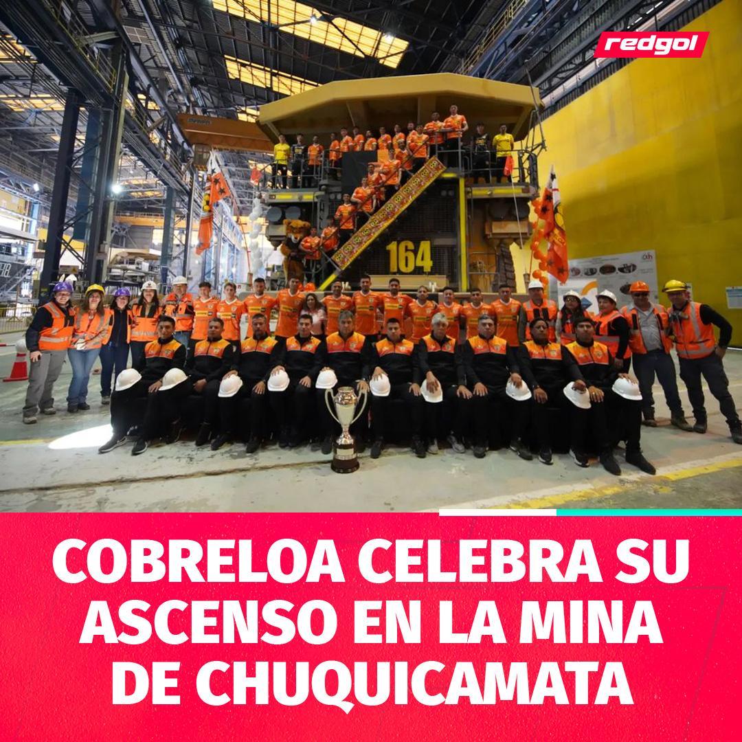 redgol's tweet photo. Vuelta al origen ⛏️🏆
El plantel de #Cobreloa visitó la mina de #Chuquicamata , donde compartieron con los mineros la felicidad del regreso a #PrimeraDivisión . 🦊
#Chile #Redgol https://t.co/5vCMXc2tuN