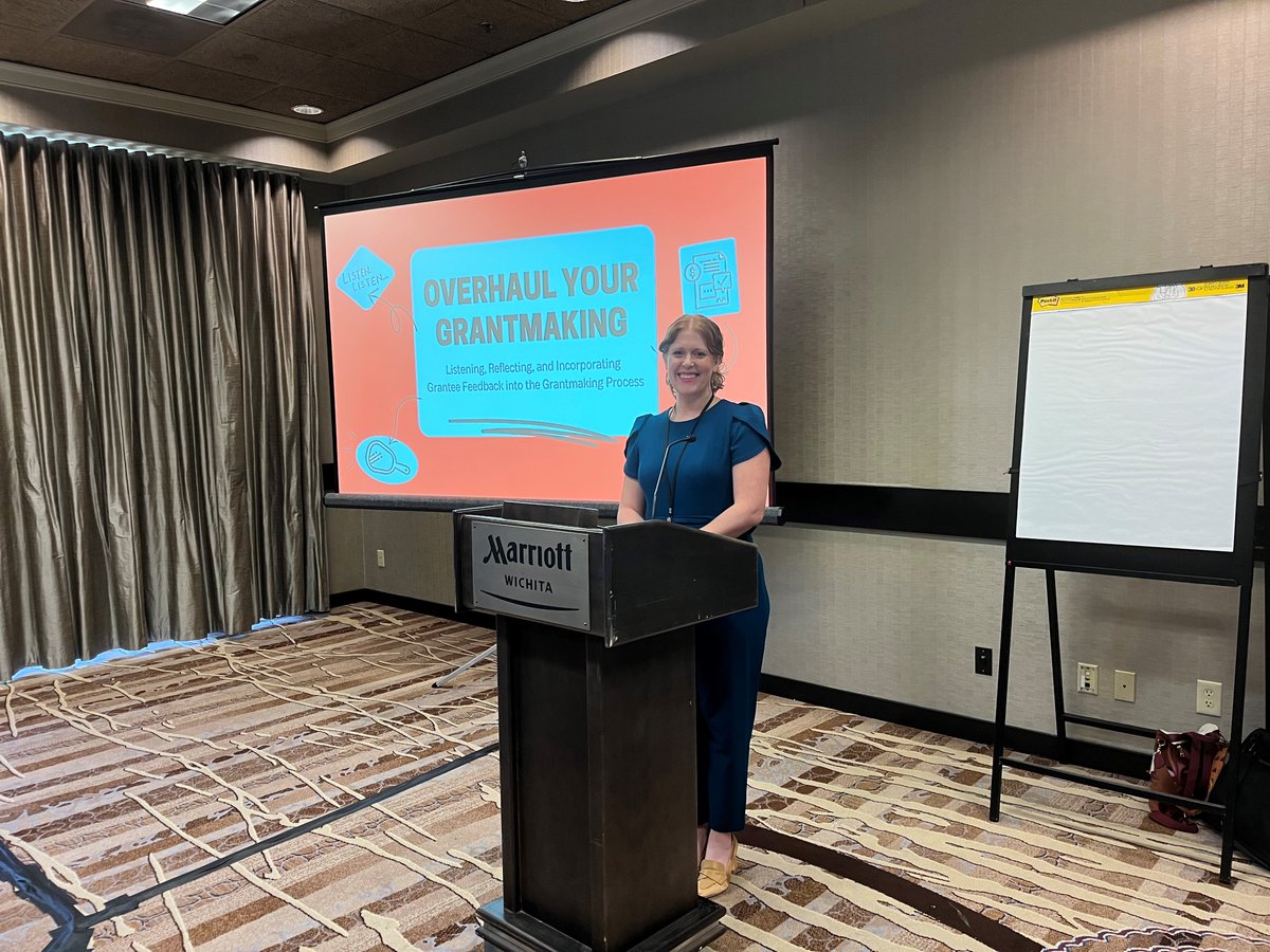 TGKVF Grants Manager Candace Krell is at it again. Today, she presented 'Grantee Feedback: How To Listen, Reflect, and Redirect' at the 2023 Annual National Conference for Growing Community Foundations in Wichita, KS.  #TGVKF #Communityfoundations #datarocks