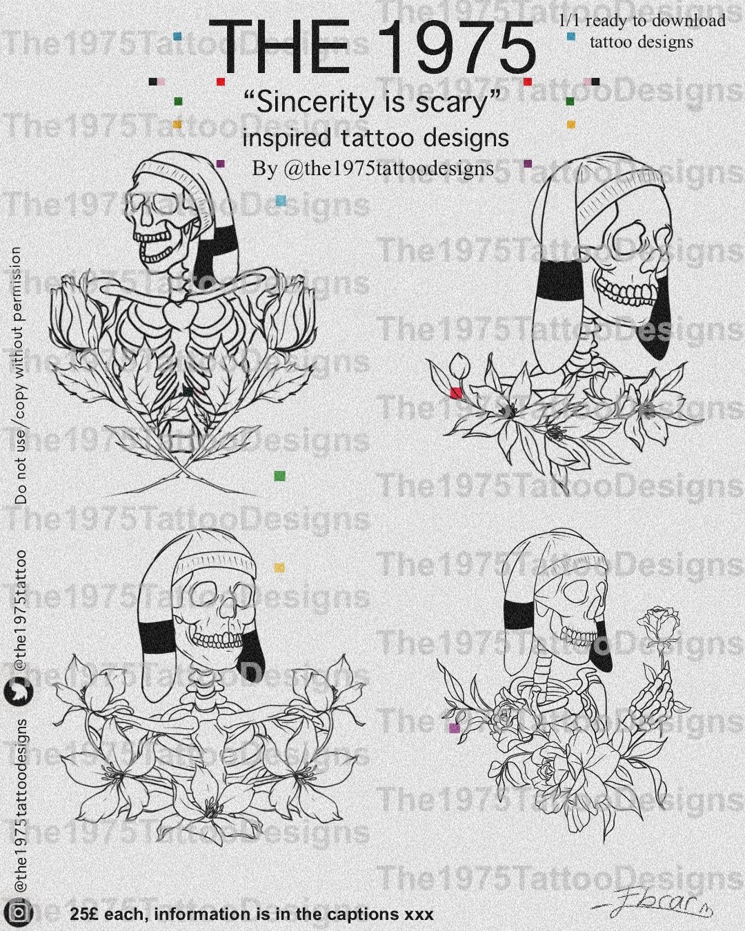 Dengmore Halloween Horror Tattoo Skull Waterproof Big Flower Arm Tattoo  Sticker - Walmart.com