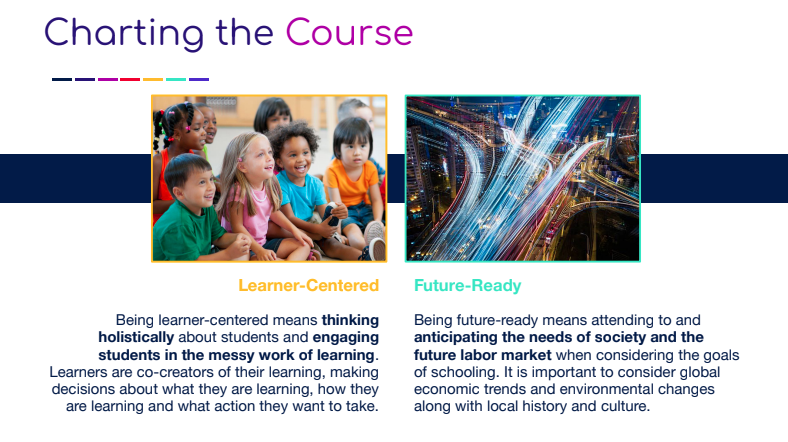 Let’s re-imagine an educational ecosystem where interest, belonging, &amp; creativity take center stage. 

With the principles #LearnerCentered &amp; #FutureReady in mind, we can build environments that challenge &amp; inspire students, fostering agency, resiliency, purpose, &amp; curiosity.
