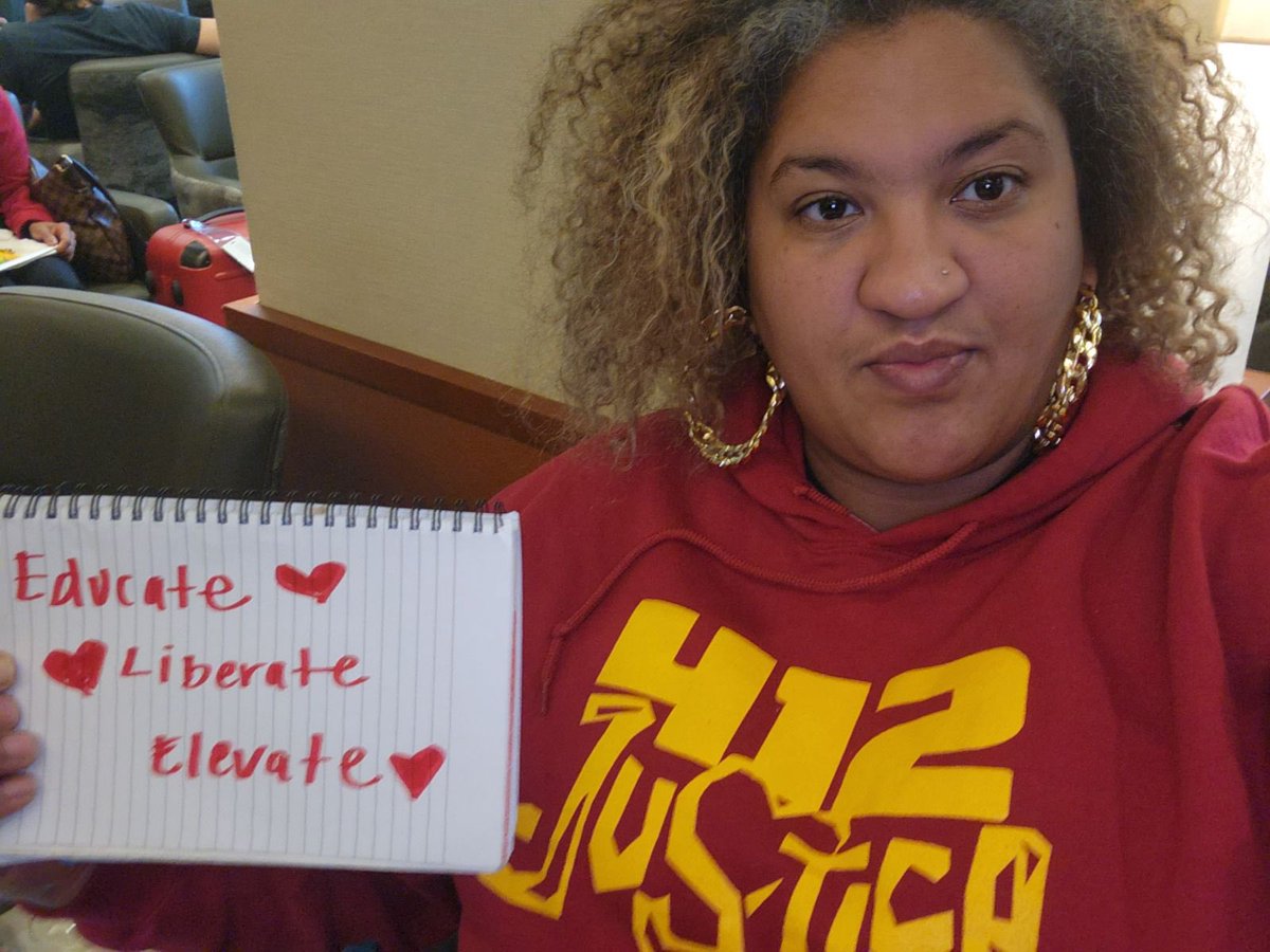 Our beloved Executive Director Angel Gober stands with @DignityinSchool to Stop Criminalizing & Pushing-Out kids! Start resourcing, nourishing and expanding strong public schools! 
Educate♥️Liberate♥️Elevate

Counselors Not Cops! #dscwoa2023 #StopTheSchoolToPrisonPipeline