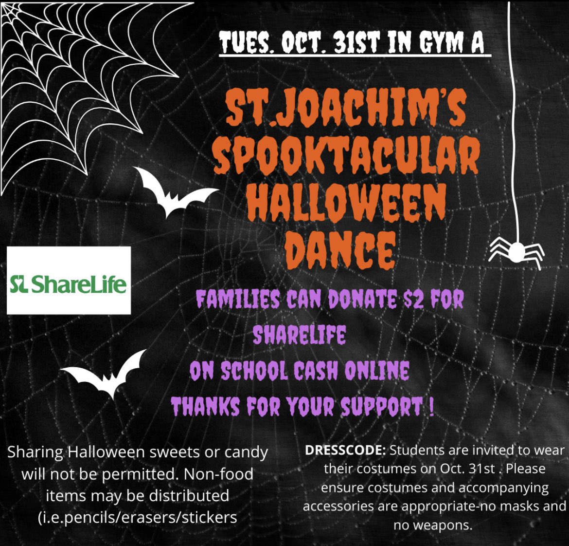 mrsGRusso's tweet photo. Some exciting things are happening @StJoachimDPCDSB ! 

👻 🎃 🧙‍♀️ 
Next week is Spirit Week! 
Oct. 23rd-27th 

Halloween Poster Contest-posters are due Oct. 25th 

St. Joachim’s Spooktacular Halloween Dance  Oct. 31st🎉👻🎃 https://t.co/zOnBjuliam
