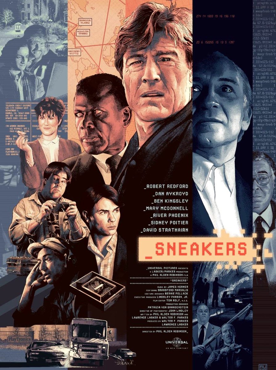 ShatTheMovies's tweet photo. "Sneakers" is to Dick Ebert as "Hackers" is to Gene Lyons. This 1992 thriller doesn't have flashy graphics, funky fashions or a techno soundtrack—but it does has Ben Kingsley, Sidney Poitier, Dan Aykroyd and Robert Redford. In loafers. https://t.co/HmuXk2pQFi