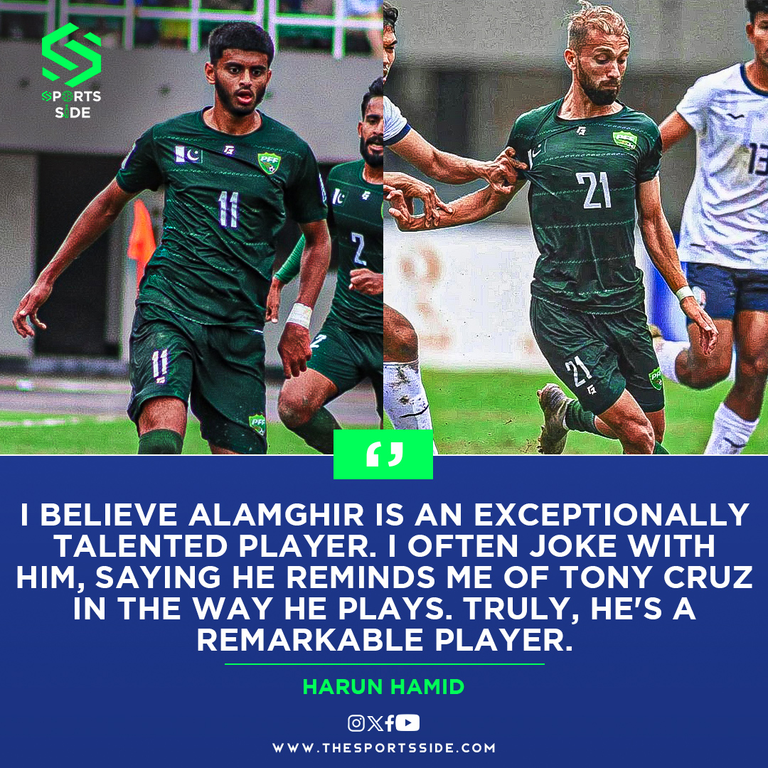 TheSportsSide1's tweet photo. 🌟 Harun's pick for Pakistan's next big thing? Alamgir Ghazi, the 'Tony Cruz' of our turf! ⚽
#SportsSide | #PAKvCAM | #PakistanFootball | #Pakistan | #Football | #DilSayFootball | #FIFAWorldCup2026 | #WeAre26 | #wearepakistanfootball️ https://t.co/rRErxBspXH