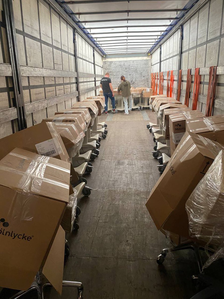 Very very tired group of volunteers here. 

This week we loaded our THIRD truck in just one month and sent it to #Ukraine 

This truck is a bit special (as usual, what can we say), because it was full with medical equipment. And not just any medical equipment but very important