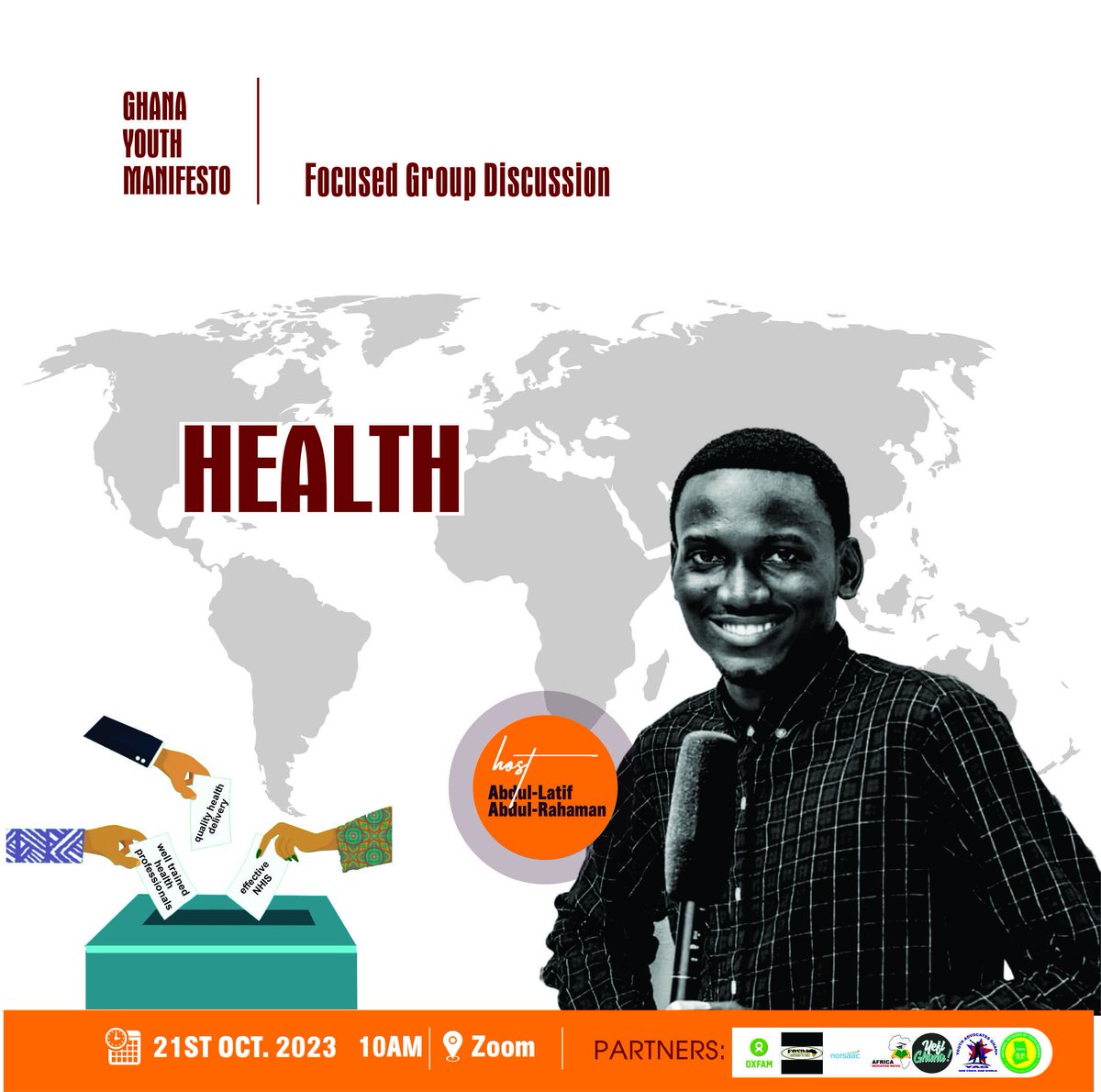 As a health advocate and professional, I am honored to be given this opportunity as a member of the Youth Core Team of the Ghana Youth Manifesto ahead of elections 2024 and beyond.
Kindly join us this Saturday to share your views and recommendations on health.
<a href="/NRYN_GH/">Northern Regional Youth Network</a>