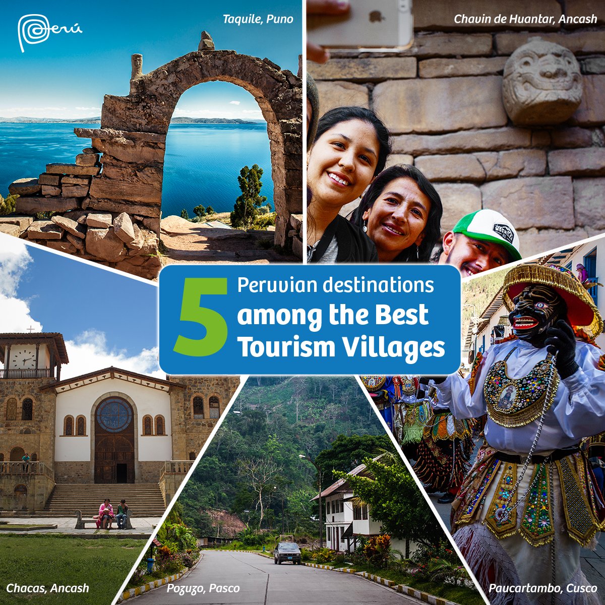 peru's tweet photo. Great news, #Peru! 🤩🇵🇪
The @UNWTO has included 5 Peruvian destinations in the list of "Best Tourism Villages 2023" for promoting tourism as one of the engines of development and well-being of their communities. 🙌🙌
#MarcaPerú #BestTourismVillages #UNTWO https://t.co/LpxuI8YrxJ