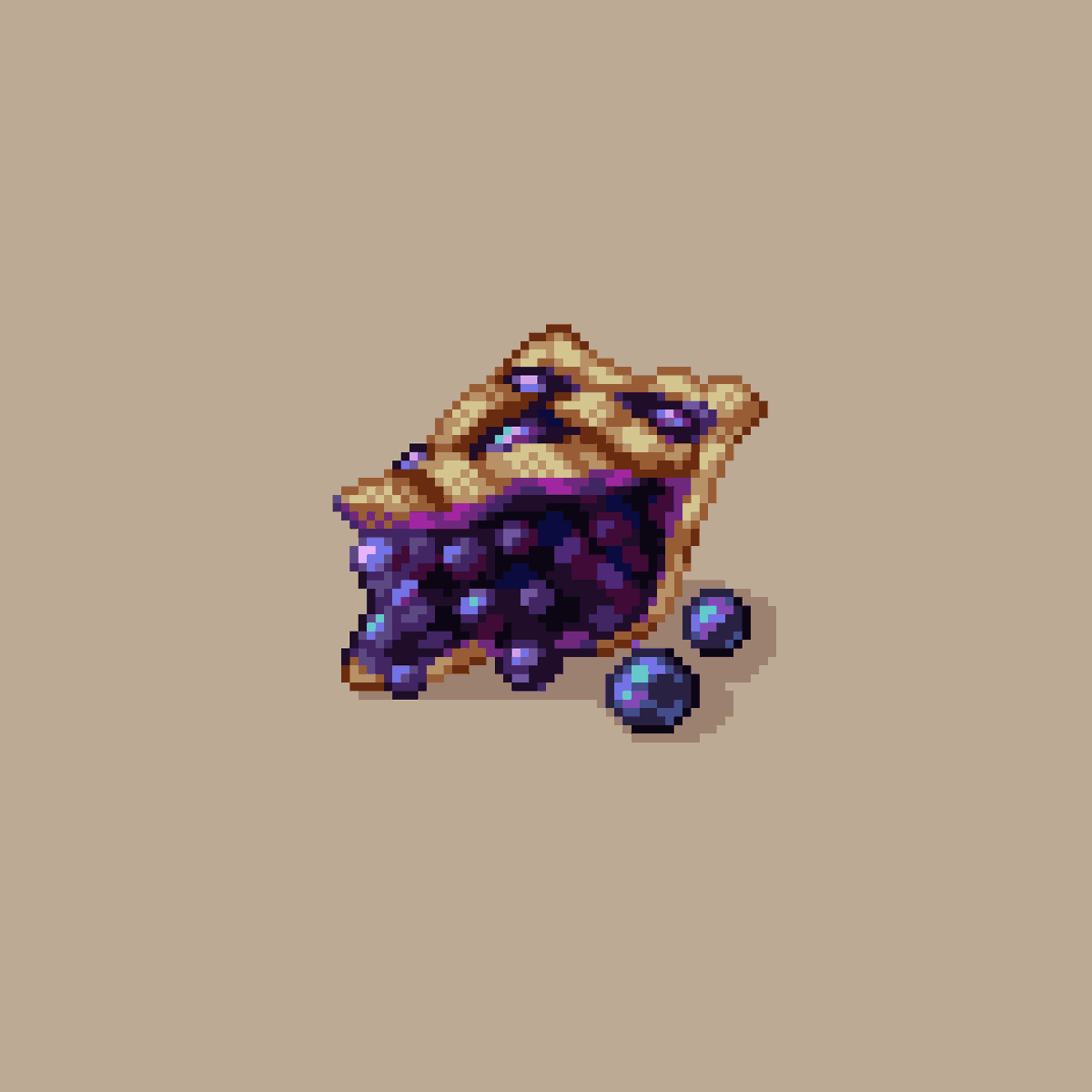 PixelArtJourney's tweet image. Blueberry pie (48x48) #pixelart