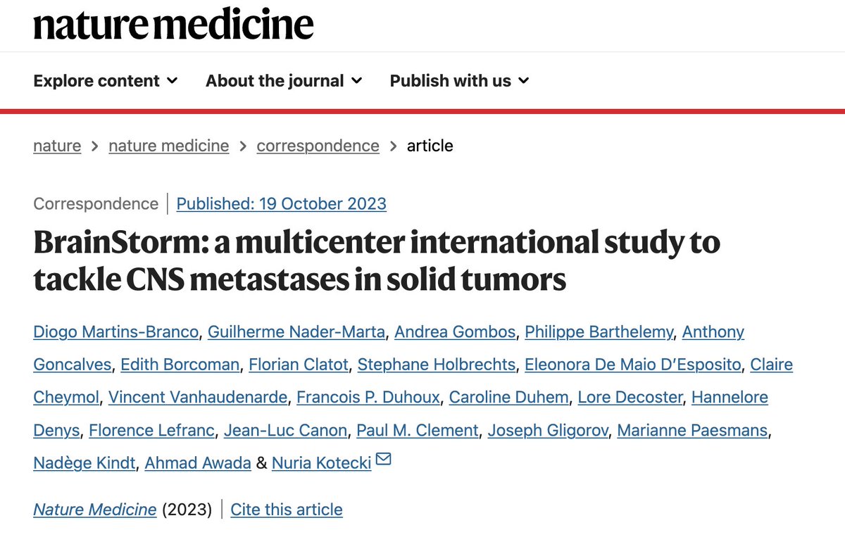 Brain metastases are still one of the biggest challenges in oncology

#BrainStorm is an international platform that gathers clinical, imaging &amp; molecular data to inform better management strategies

Check it out on <a href="/NatureMedicine/">Nature Medicine</a> 

👉 tinyurl.com/TrialBrainStorm

<a href="/OncoAlert/">OncoAlert</a> #bcsm