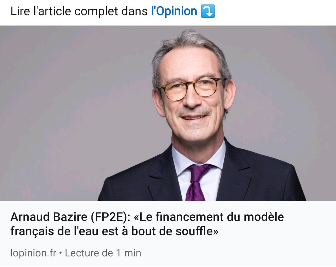 💧  Arnaud Bazire <a href="/fp2e/">fp2e</a> « Le financement du modèle français de l’eau est à bout de souffle»
▶️ "La consommation d’eau a chuté de 10 % cet été en France grâce aux efforts de sobriété mais quand elle recule, les recettes en font autant ...
linkedin.com/posts/audouin_…