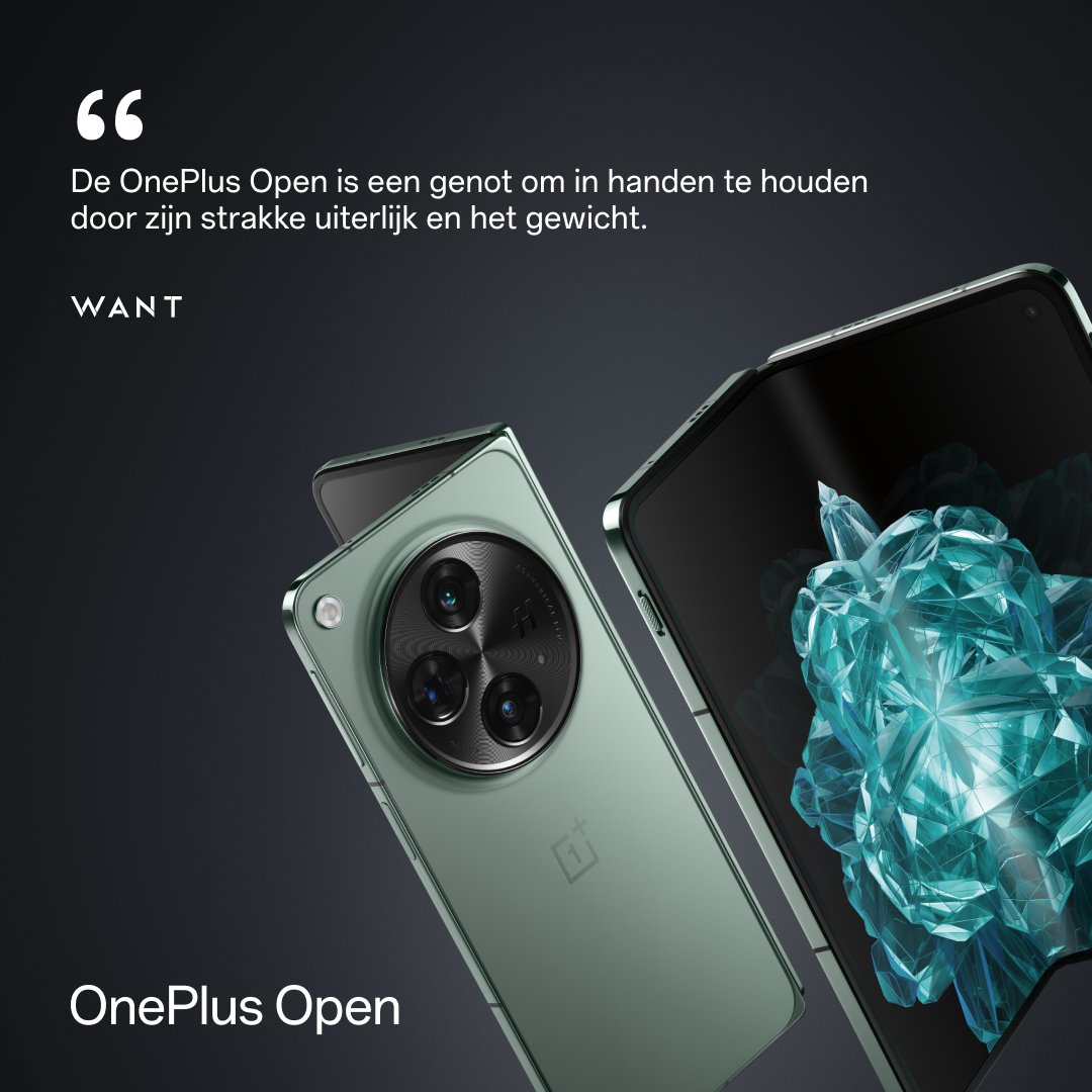 Het design van de OnePlus open valt in de smaak bij <a href="/WantNL/">WANT</a>! Heb jij hem al in handen gehad? 🤔 want.nl/oneplus-open-a…