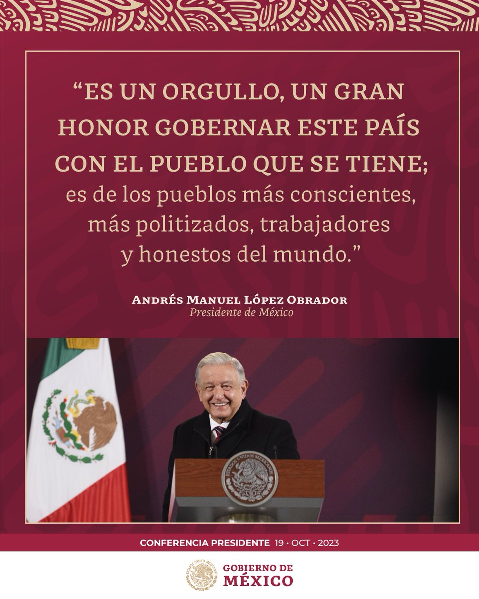 GobiernoMX's tweet photo. #ConferenciaPresidente | Jueves 19 de octubre de 2023. https://t.co/uM1Hdvlsmo