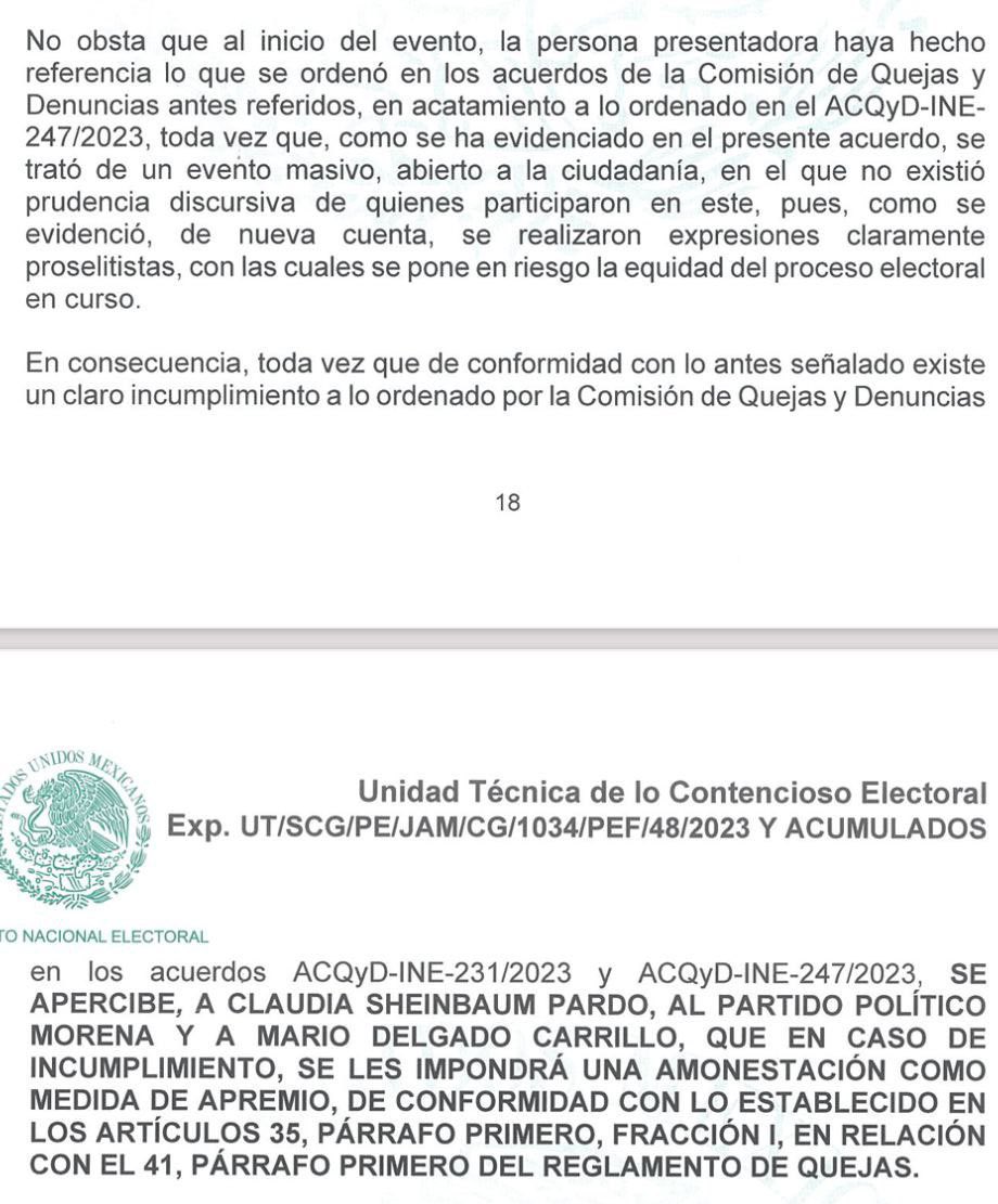 AlvarezMaynez's tweet photo. 🚨 ALERTA 🚨Nuestras denuncias por las constantes violaciones a la ley de Claudia Sheinbaum y Mario Delgado comienzan a dar resultados.

El @INEMexico acaba de apercibirlos: si siguen incumpliendo las medidas que han originado nuestras denuncias, serán amonestados. ¡Gran triunfo! https://t.co/60dZIGAV76