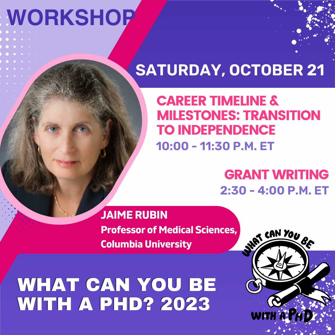 🌟 Don't miss Professor Jaime Rubin this Saturday at #WCUB2023 as she facilitates not one but TWO workshops! Join us to learn all about Career Timelines and Milestones in the morning (10:00 a.m. ET) and Grant Writing in the afternoon (2:30 p.m. ET). bit.ly/3YvTa8n