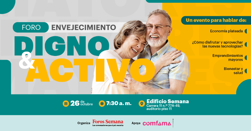ForosSemana's tweet photo. #ForosSemana | Un espacio con panelistas invitados que hablarán de economía plateada y vejez productiva, emprendimiento y cómo aprovechar las nuevas tecnologías. Regístrese y asista de manera presencial este 26 de octubre, a partir de las 7:30 a.m., al foro #VejezDignaYActiva