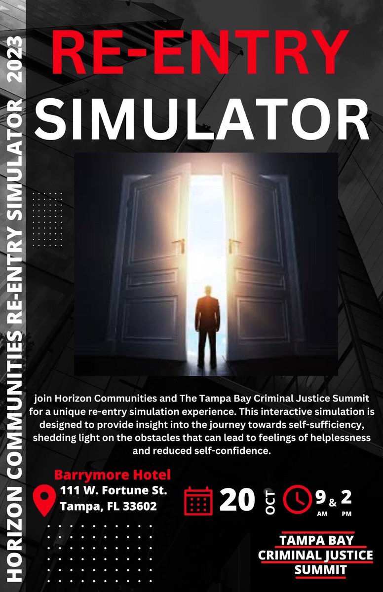 Tomorrow! Reentry simulator. 9 and 2. Come experience the work of reentry services and help be a part of the solution!