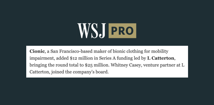 cionicwear's tweet image. Thanks to @WSJVC for covering our Series A extension news today! #bionicclothing #cionic #neurotech bit.ly/wsjprocionic