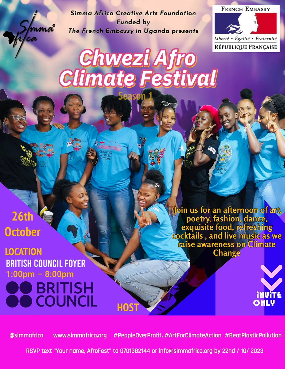 Simmafrica's tweet photo. Art plays a vital role in amplifying our #ClimateAction. This journey is for everyone coz we all face the effects of climate change. Join us as we raise awareness on creative indigenous solutions to #climatechange #ChweziFest @XavierSticker @FrenchEmbassyUg @SimmaArts @UgBritish https://t.co/cuQBfvVymT