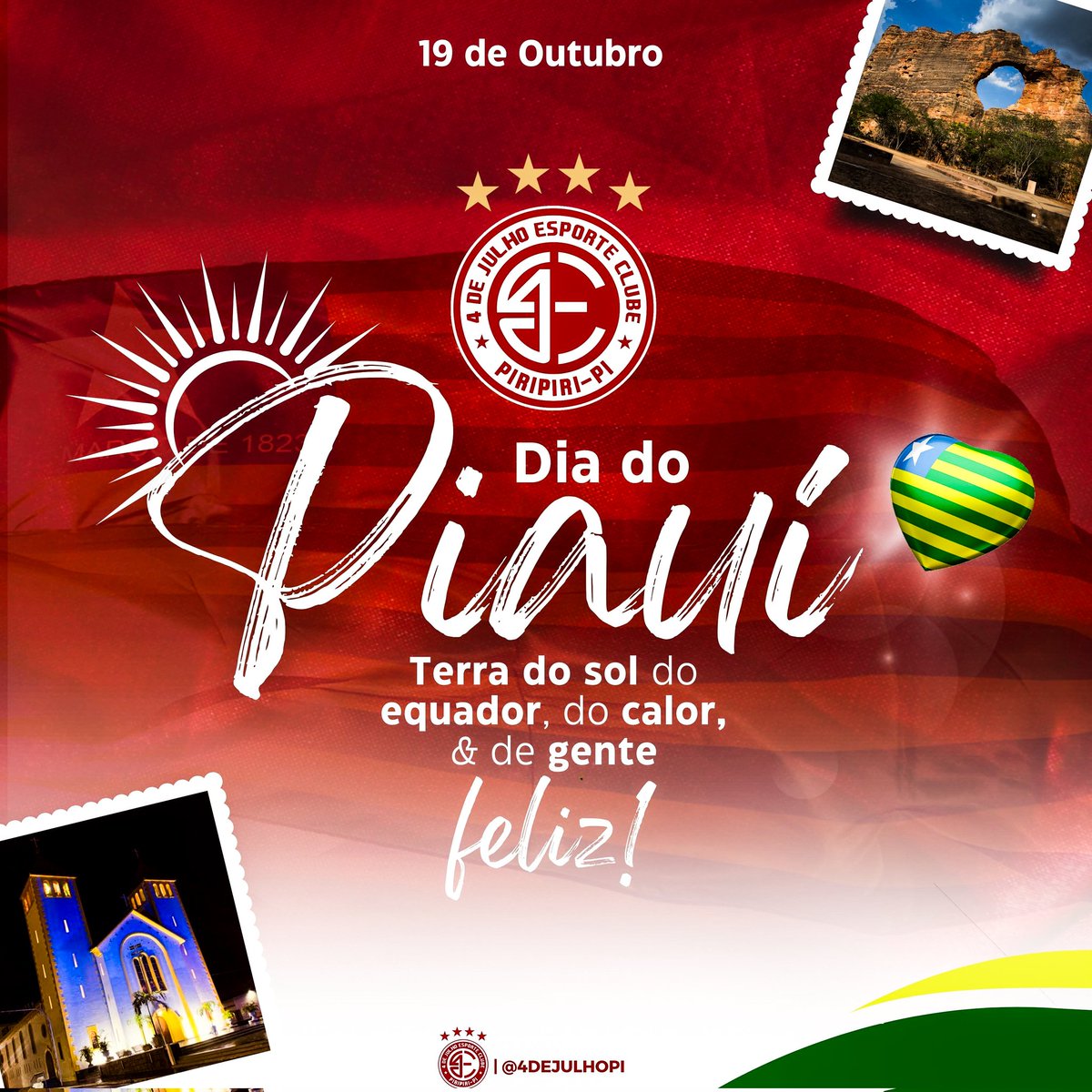 Parabenizamos os 201 anos do nosso Piauí, representamos sempre nosso estado com orgulho e honra. O 4 de Julho é do Piaui, o Colorado Piauiense. Lutaremos sempre para elevarmos o nome do nosso Piau, Parabéns terra do sol do equador. ⚽🇦🇹

#4dejulho #coloradopiauiense #desde1987