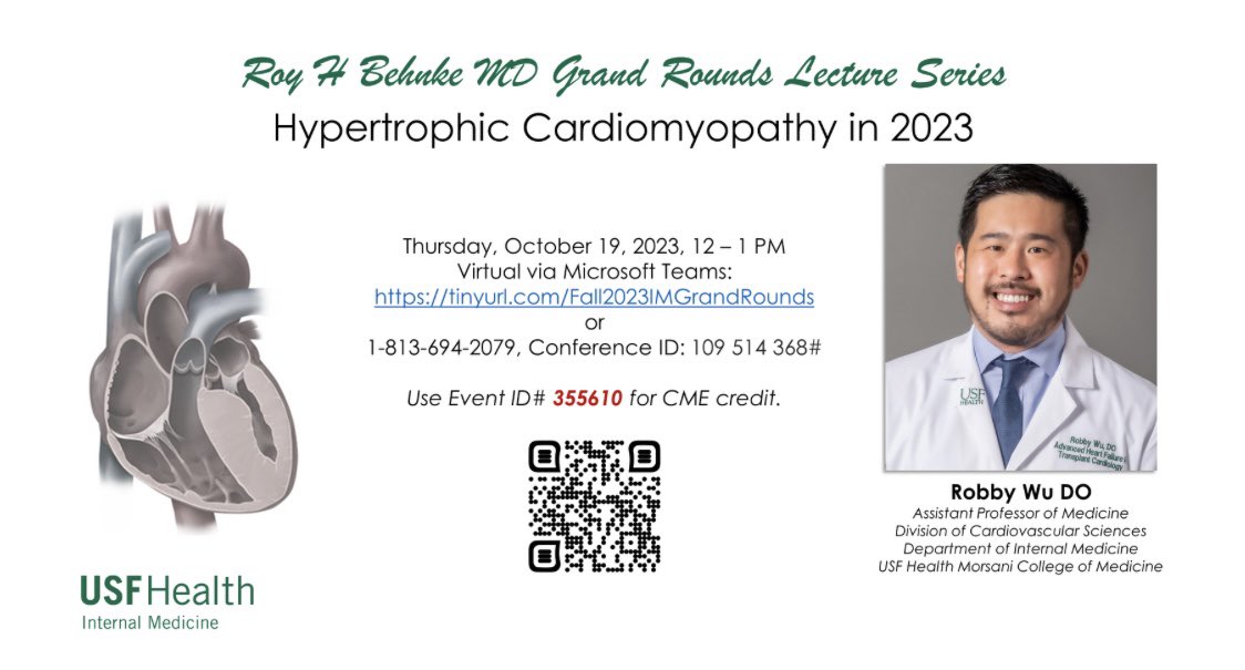 Thanks <a href="/USFHealth/">USF Health</a> for inviting me to speak at <a href="/USFInternalMed/">USF Internal Medicine</a> Roy Behnke Grand Rounds today! Truly an honor and happy to spread the word on #HCM.