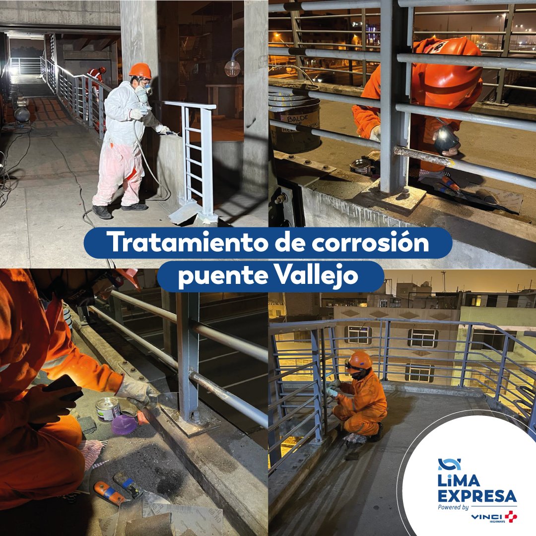LimaExpresa's tweet photo. Estos son los trabajos que realiza nuestro equipo de mantenimiento vial:
✅Reposición de guardavías.
✅Tratamiento de corrosión y cambio de baranda en puentes.
✅Instalación de malla en separador central de la Vía de Evitamiento.
#PositiveMobility #VINCIHighways #VINCIConcessions https://t.co/u7uXqLT6Ol