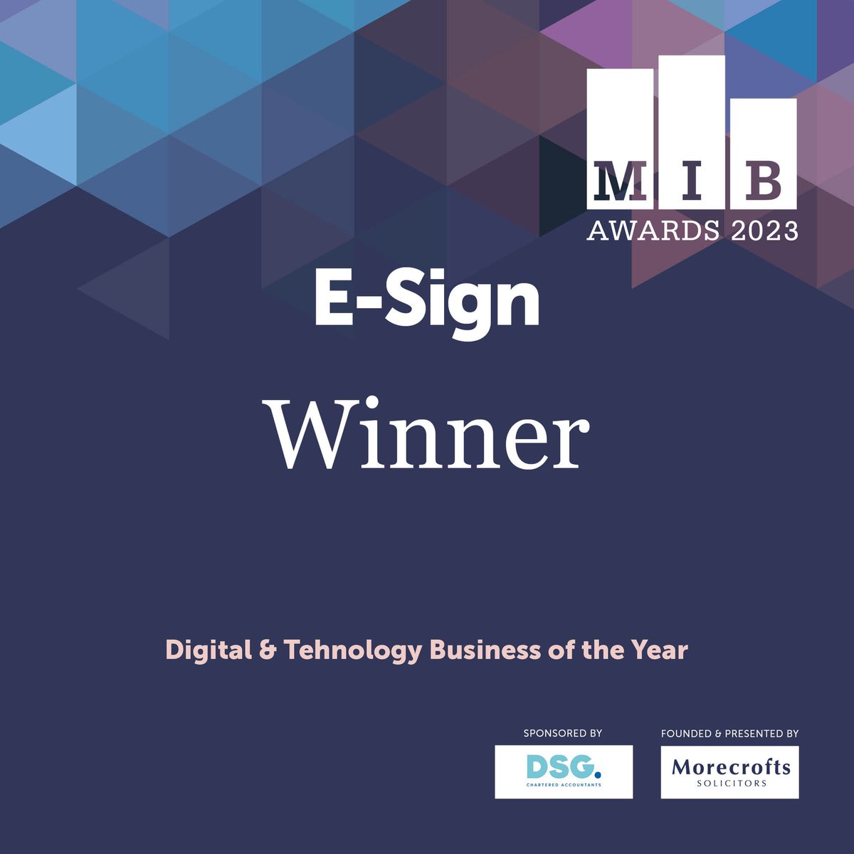 The Digital and Technology Business of the Year Award 2023 goes to @ESignHQ - a leading global provider of electronic signatures and digital solutions based on Princes Dock.   #MIB23 #MIBWinners