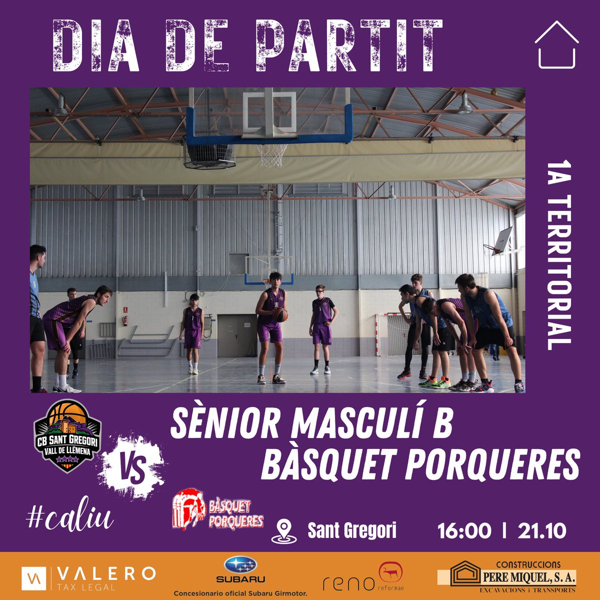 🔥PARTITS DELS SÈNIORS🔥

🏀El Sènior Masculí B us espera dissabte al pavelló a partir de les 16:00, que busca aconseguir una victòria davant de @basquetporqueres 

Som-hi!💜🖤
