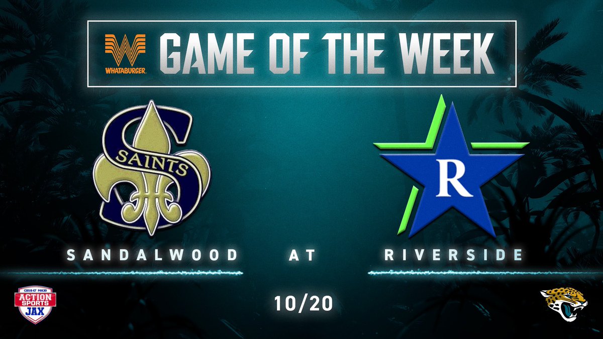 🚨@Whataburger Game of the Week🚨 Sandalwood 🆚 Riverside ⏰ 6:30PM 🗓️ Friday, October 20th 📍Riverside @Jaguars | @ActionSportsJax