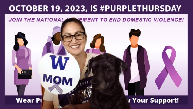 SeattleHSD's tweet photo. It’s time for a #DVAM tradition. 💜 We’re wearing purple today to show our support for domestic violence survivors and our commitment to ending abuse. #Every1KnowsSome1 #PurpleThursday https://t.co/pO1pvlPXQf
