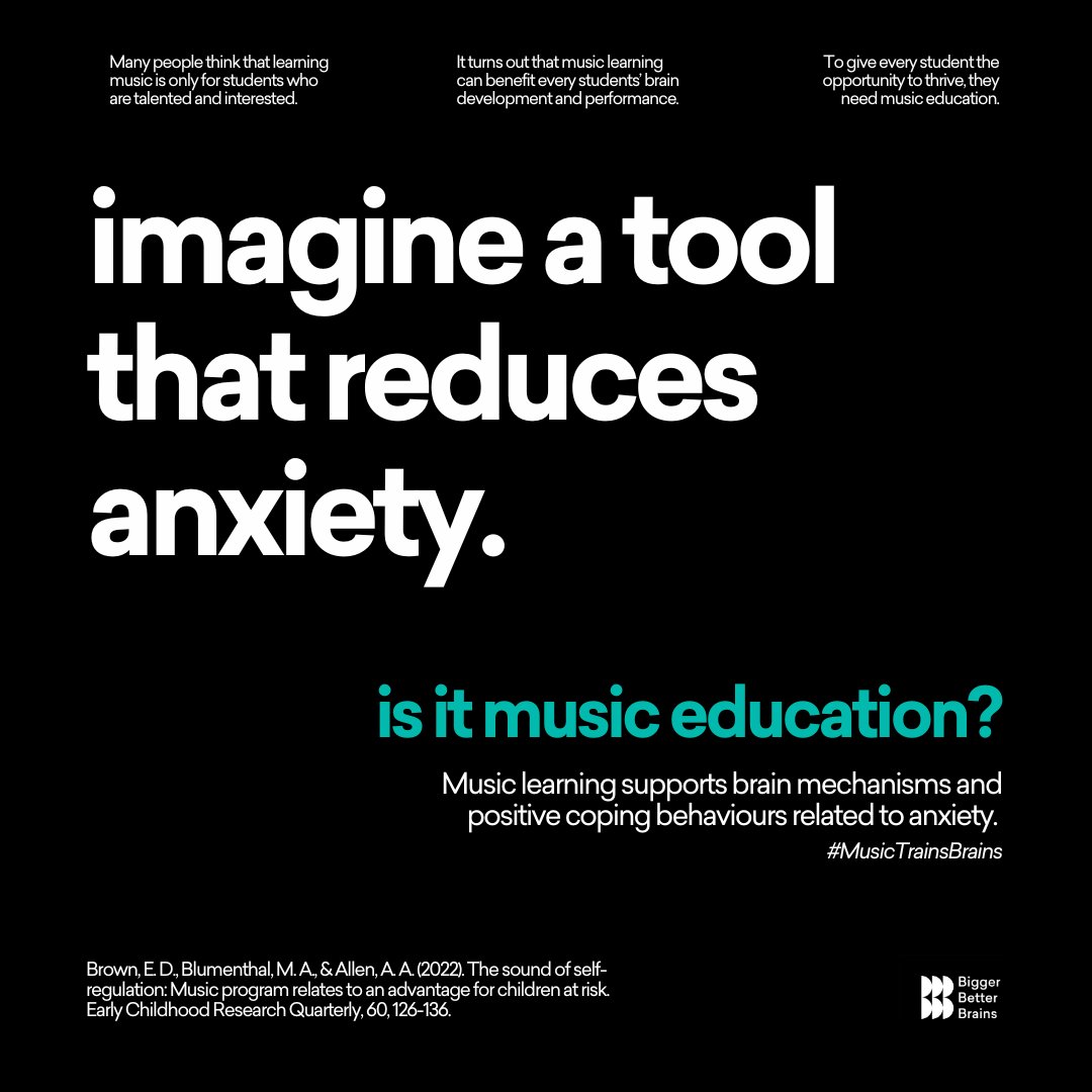 bb_brains's tweet photo. Many people think that learning music is only for students who are talented and interested. It turns out that music learning can benefit every students' brain development &amp; performance. To give every student the opportunity to thrive, they need music education.
#MusicTrainsBrains https://t.co/9qm7H0a851
