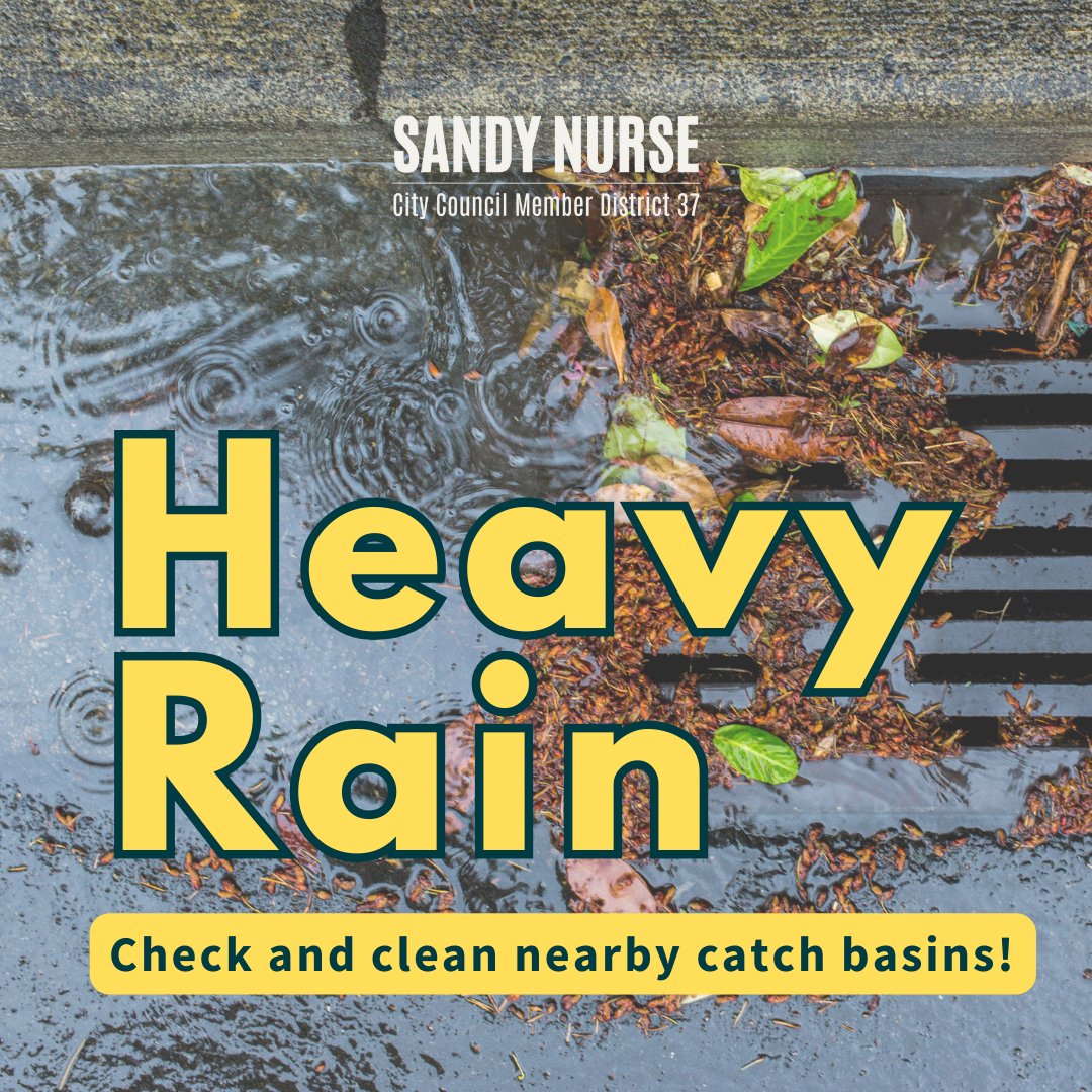 CMSandyNurse's tweet photo. 🌧️Rain is in the forecast again!
🍂If you've seen a clogged, blocked, or defective catch basin in your area, submit a @nyc311 service request: https://t.co/C97NIYRHGv & @nycwater will send a crew!
Ensuring they are clear of debris can prevent flooding!
#catchbasin #flooding https://t.co/JBpsB1SK7q