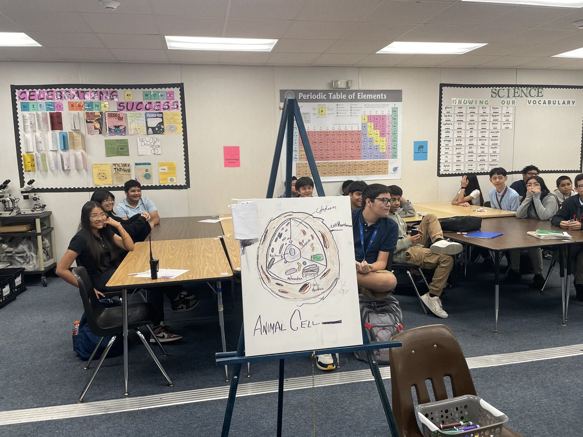 Painting with Science with our Biology Students! They were tasked to draw eukaryotic cells based on what they recall from their previous science class. I must say, they did a pretty awesome job! Thank you @KaraPluchino for judging! @JRickardsMiddle @Rickards_JEG @RolleRosheika