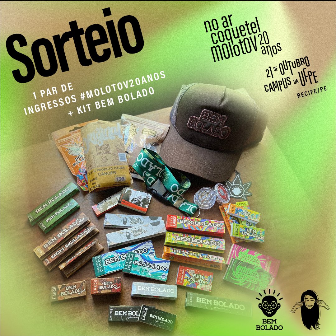 noarcm's tweet photo. 🎉  OLHA O SORTEIO! 🎉

O molly se juntou com a @BemBoladoBrasil pra sortear um kit exclusivo + 1 par de ingressos pro festival. Tá afim? Se liga nas regras:

1️⃣ Siga @noarcm e @bemboladobrasil aqui no Twitter
2️⃣ Dê um RT neste tweet

E pronto, você estará concorrendo! O sorteio será realizado no dia 20/10, às 12h, e publicaremos o resultado em seguida por aqui. Boa sorte! 🍀
