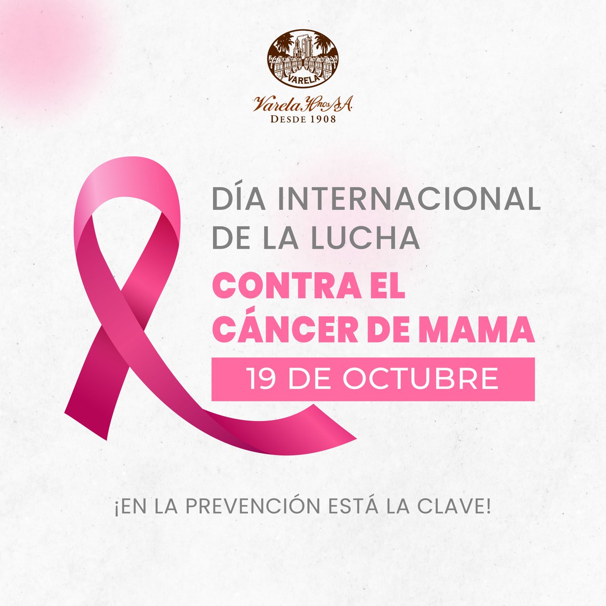 La detección temprana del cáncer puede salvar vidas. El cuidado de tu salud son esenciales para protegerte a ti y a tus seres queridos. 19 de octubre, Día Mundial de la Lucha contra el #CáncerdeMama.

 #VarelaHermanos #SomosVarela #Prevencioncancer #salud